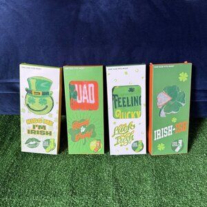 St Patrick's Day Multi-color 4-Pack Full Front View Lucky Crew Socks Size OS NEW